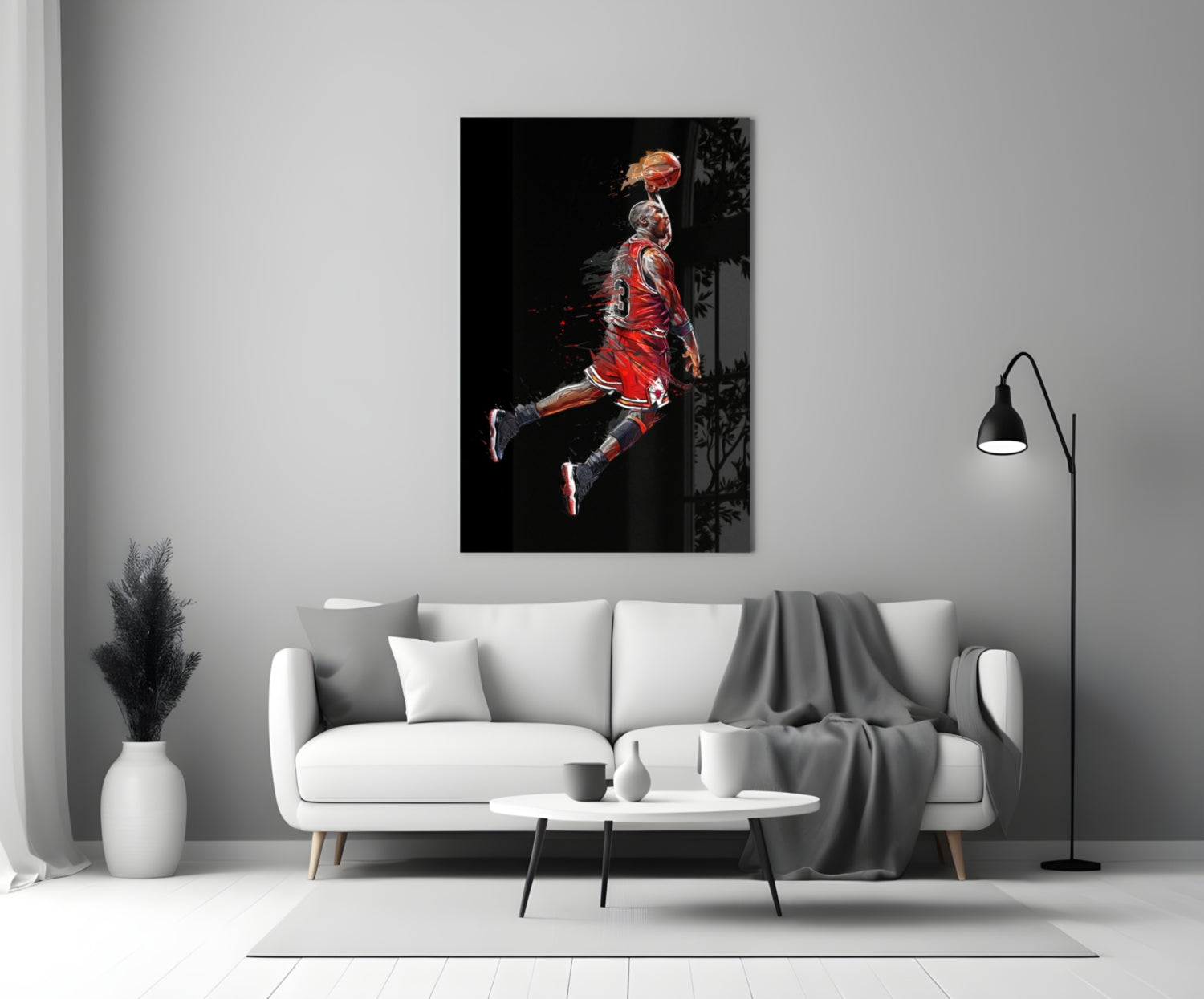 Michael Jordan Glass Poster, Signed White Jersey, NBA newest Star, 3D Celebrity Wall Art, Unique Decor for Hobby Corner, NBA Fan Gifts