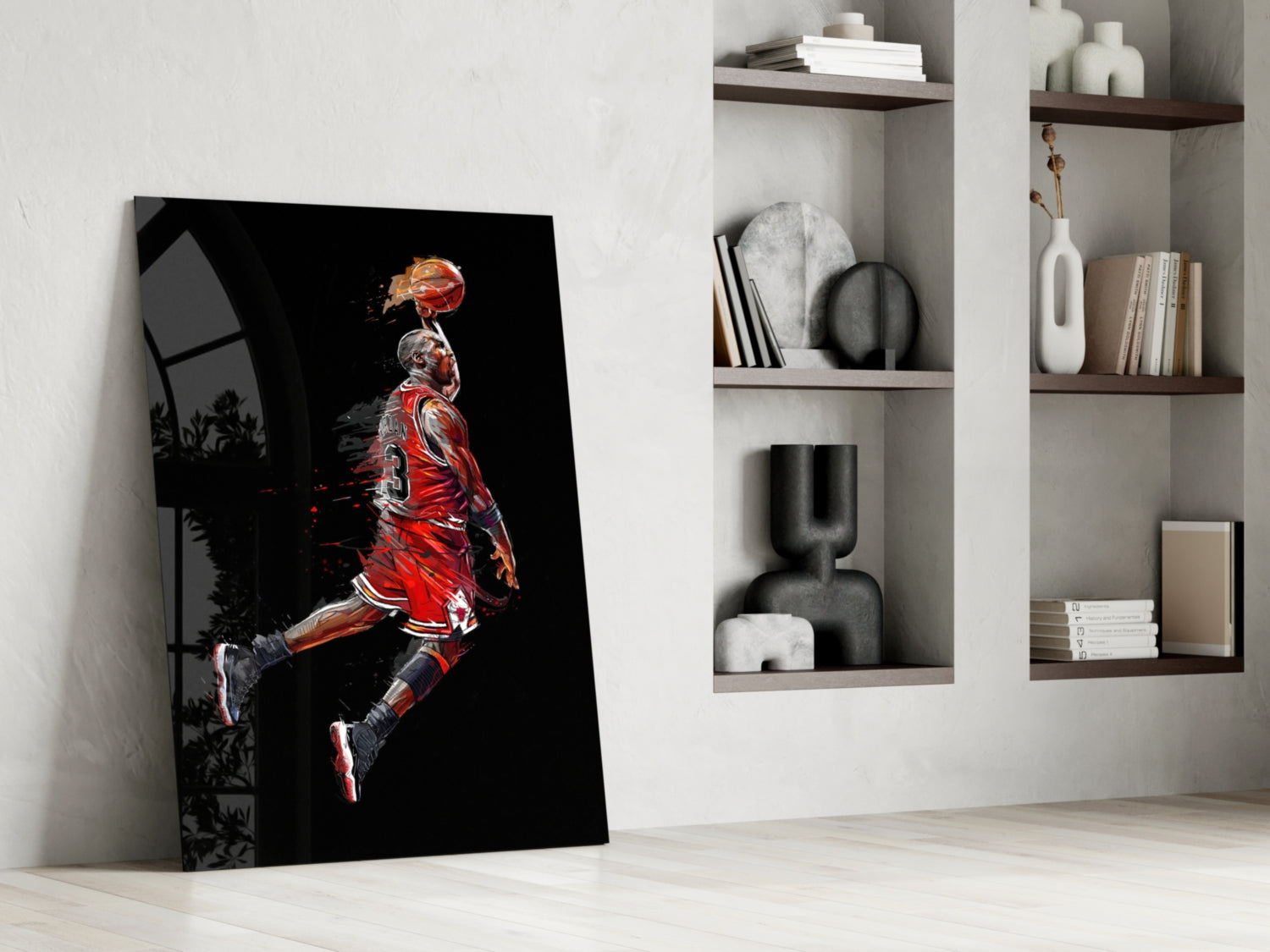 Wall Decoration, Glass Wall Decor, Glass Wall Art, Michael Jordan And Slam Dunk, Michael Jordan Wall Art, buy Motivational Tempered Glass,