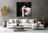 Red Lips Glass Wall Art