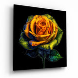 Yellow Rose Glass Wall Art