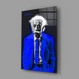 Einstein "I told you" Glass Wall Art Blue