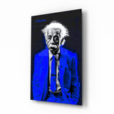 Einstein "I told you" Glass Wall Art Blue