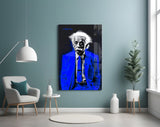 Einstein "I told you" Glass Wall Art Blue