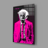 Einstein "I told you" Glass Wall Art Fuschia