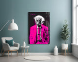 Einstein "I told you" Glass Wall Art Fuschia