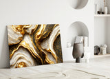 Golden Marble Glass Wall Art