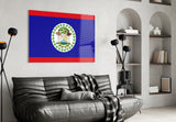 Flag of Belize Glass Wall Art