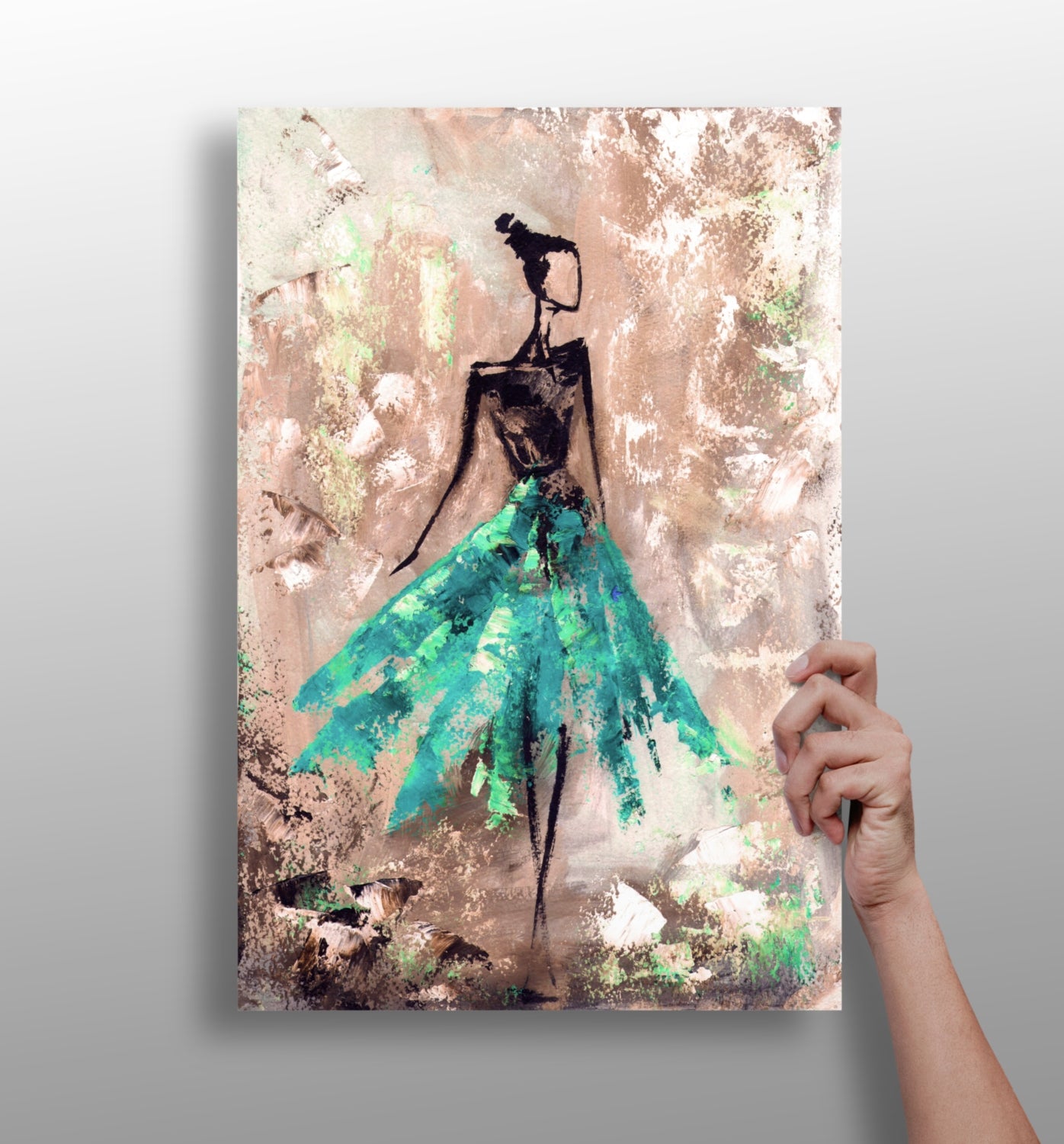 Lady in Green Dress Aluminum Print