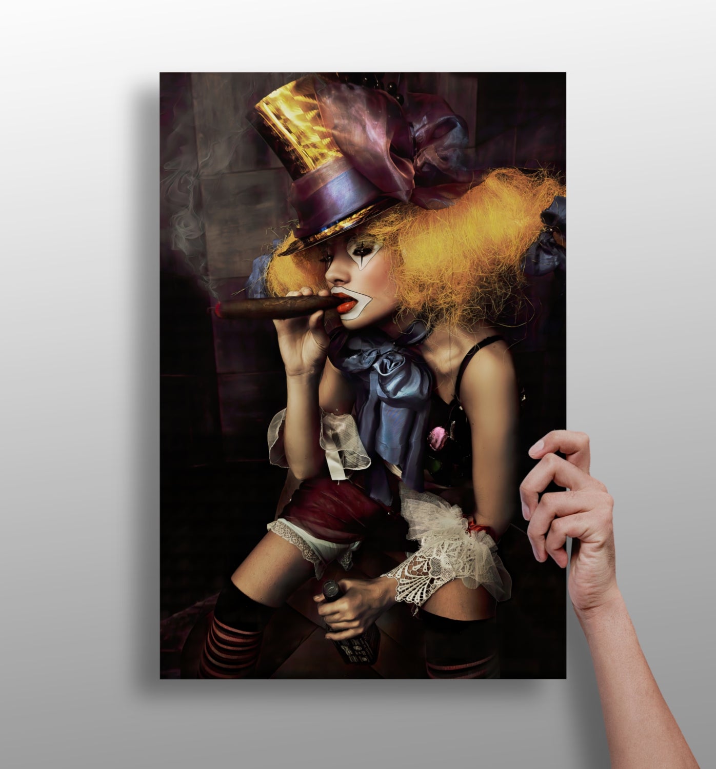 Woman Clown Aluminum Print