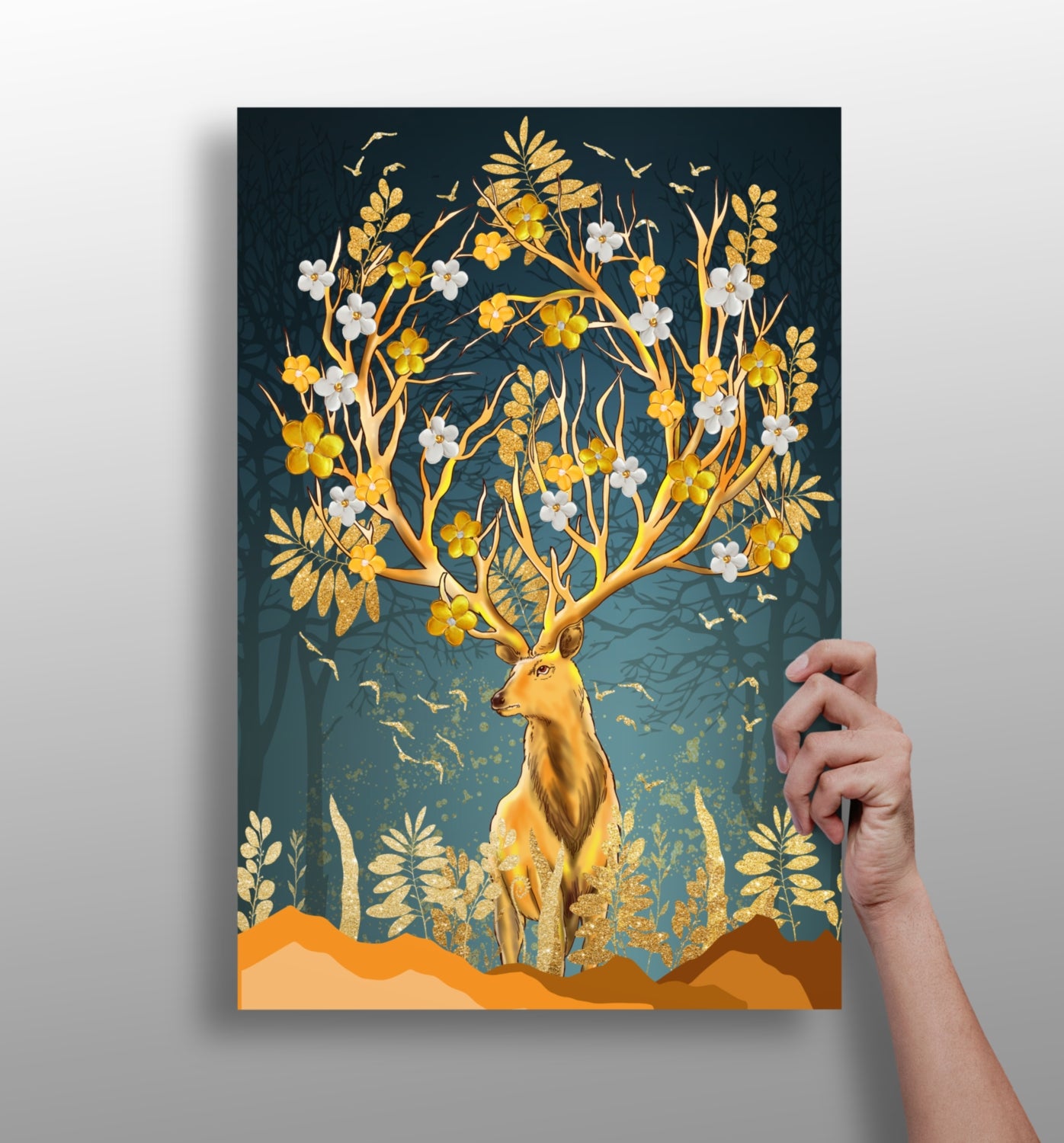 Golden Deer Aluminum Print