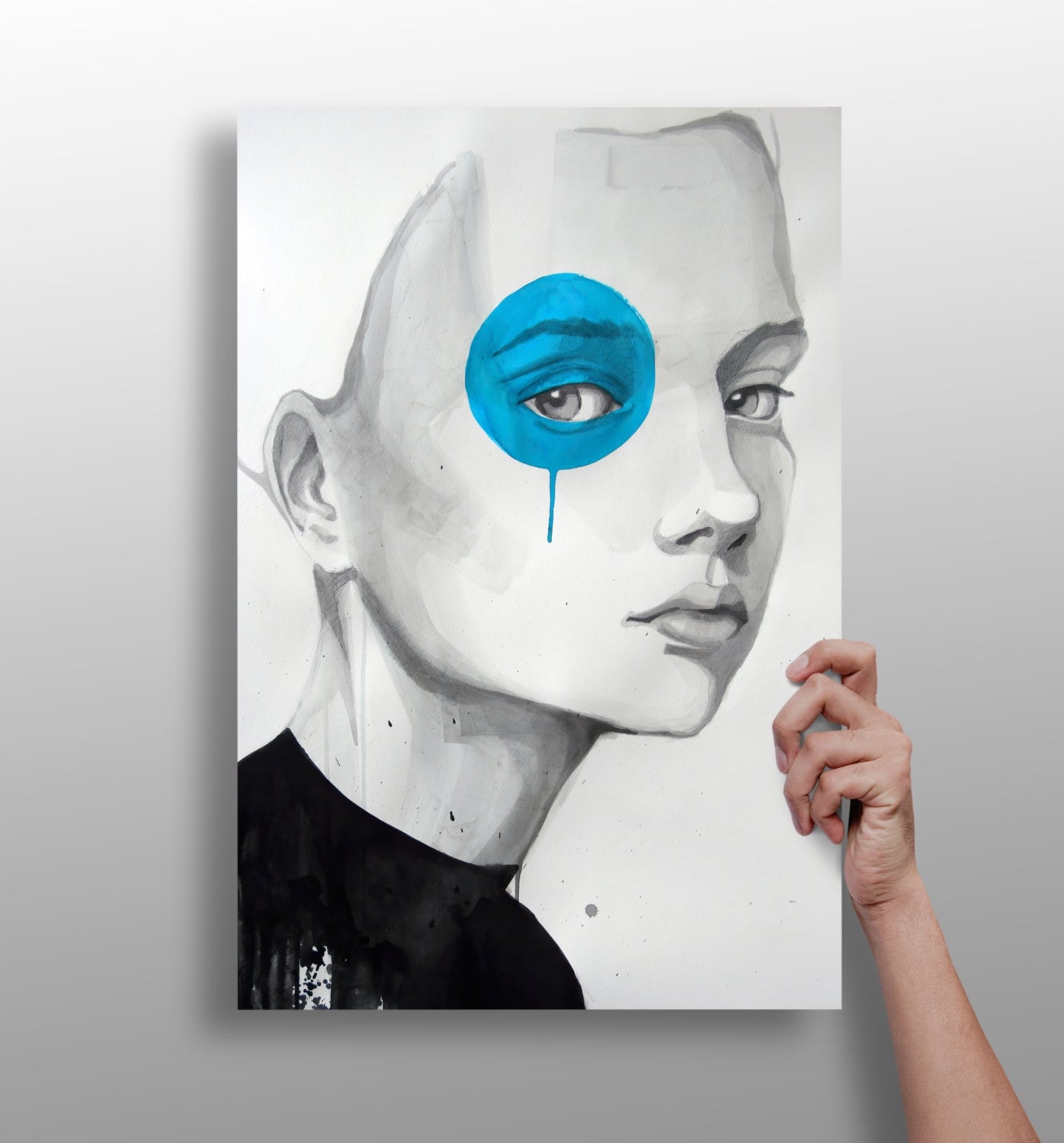 Girl With Blue Aluminum Print