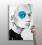 Girl With Blue Aluminum Print