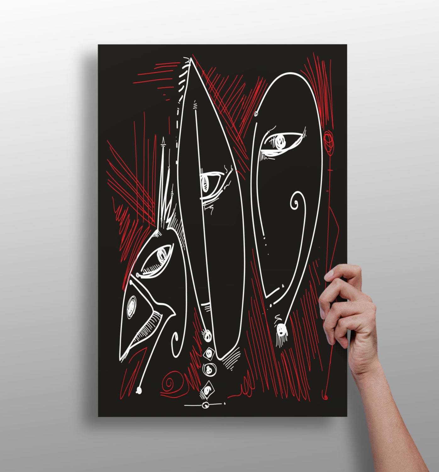 Abstract Art Faces Aluminum Print