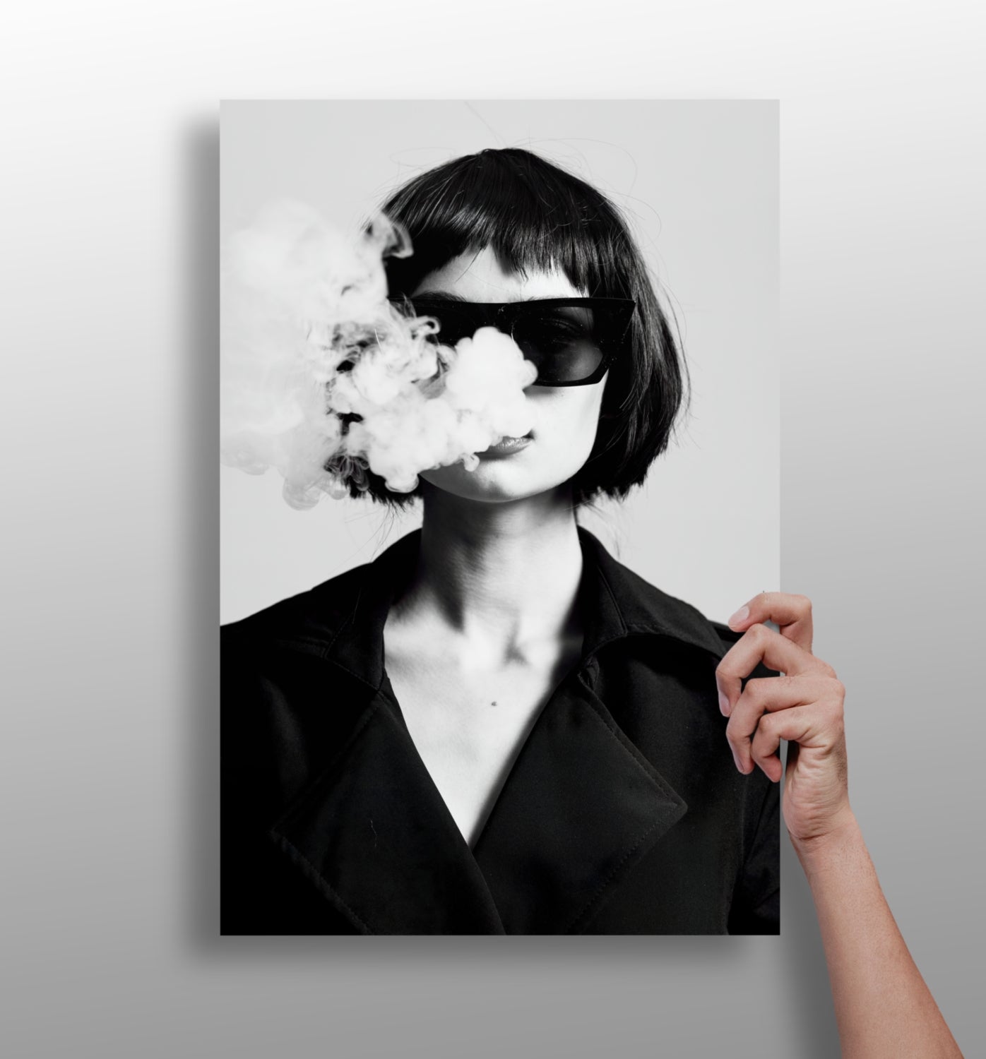 Woman in Smoke Aluminum Print