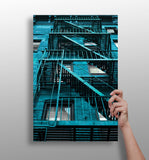 Stairs Teal Aluminum Print