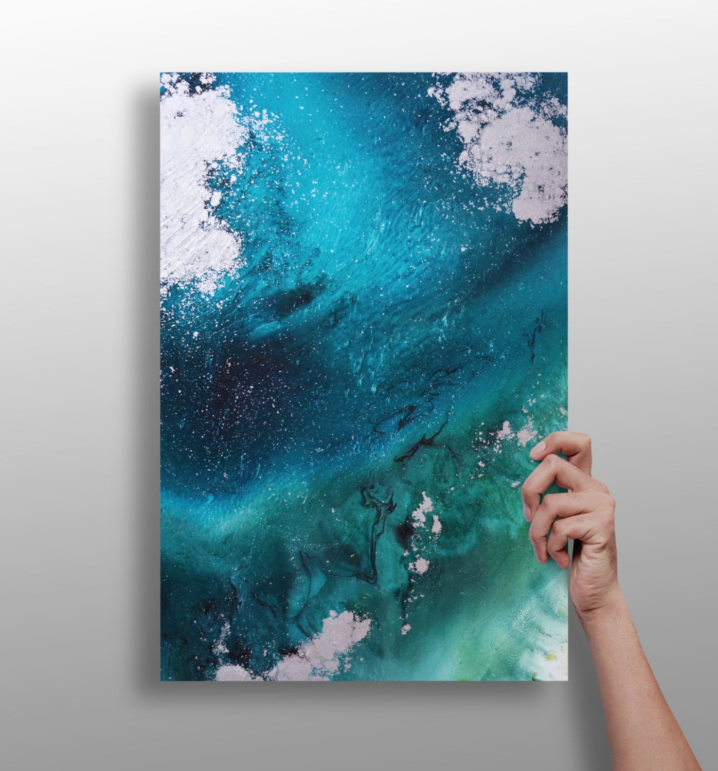 Abstract Paint Teal V1 Aluminum Print