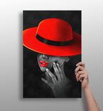 Woman with Red Hat Aluminum Print