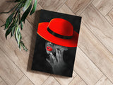 Woman with Red Hat Aluminum Print