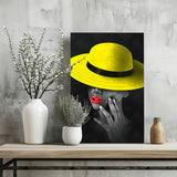 Woman with Yellow Hat Aluminum Print