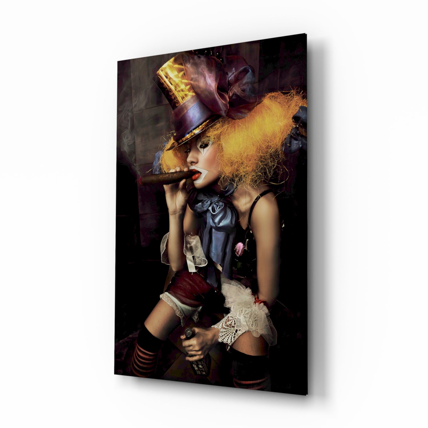 Female Clown Glass Wall Art