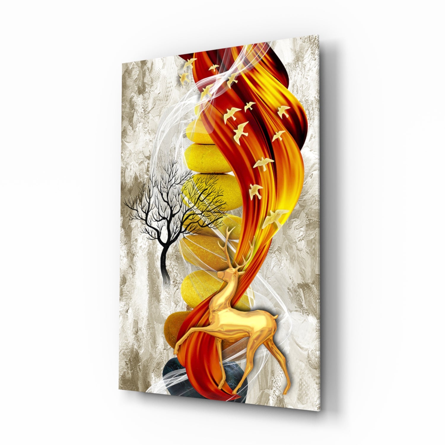 Abstract Deer Glass Wall Art