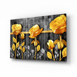 Yellow Rose Glass Wall Art