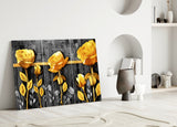 Yellow Rose Glass Wall Art