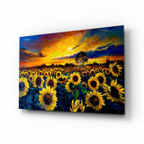 Sunflower Flower Glass Wall Art