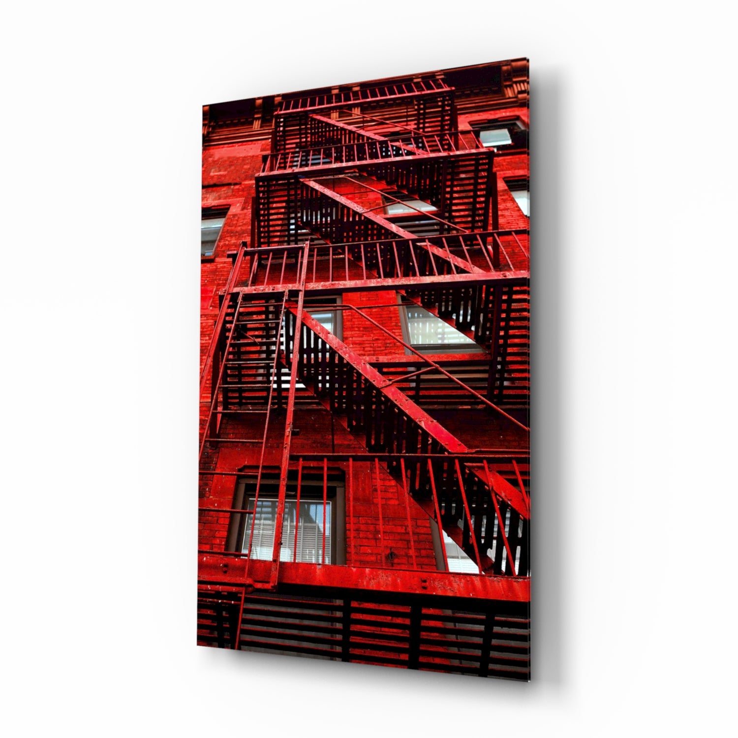 Red Stairs Glass Wall Art