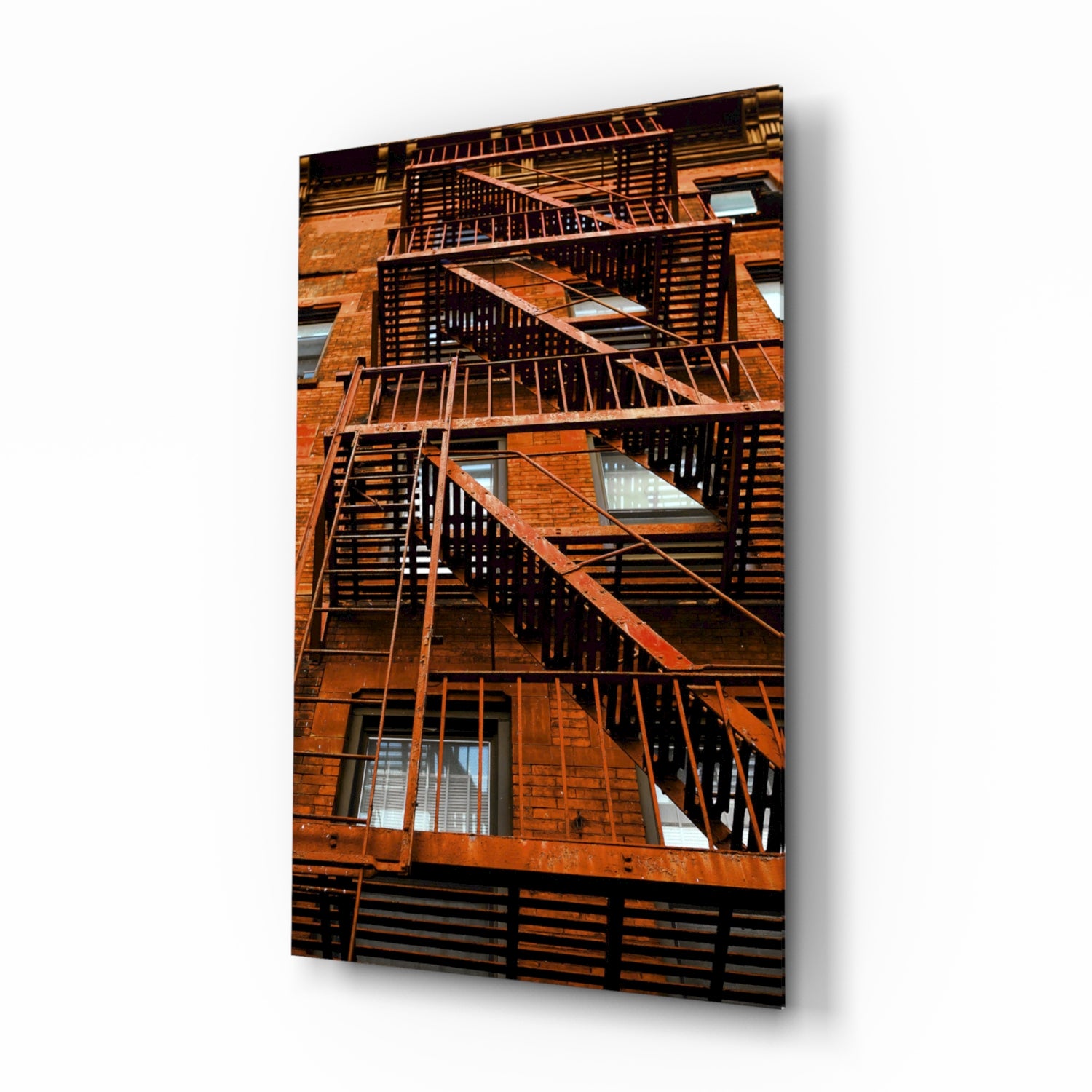 Orange Stairs Glass Wall Art