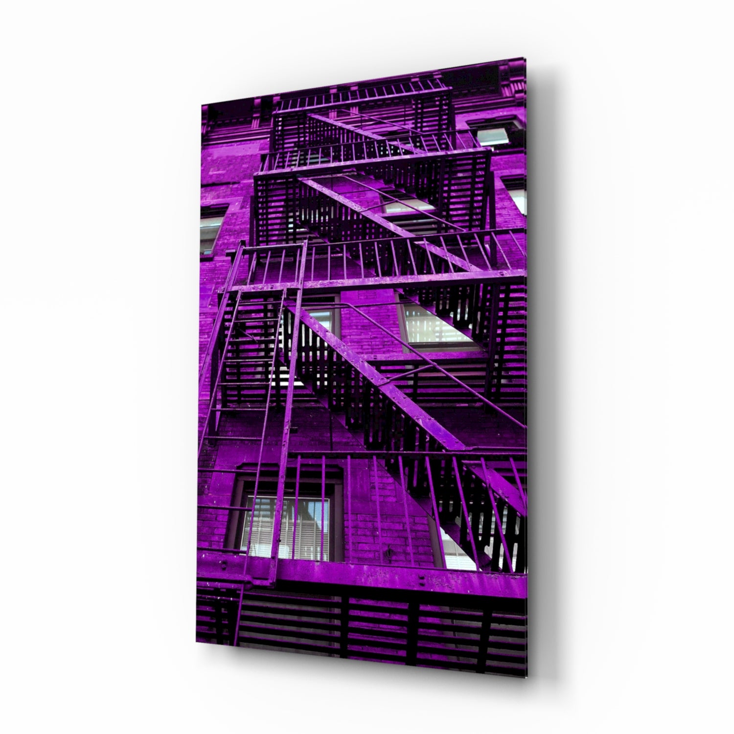 Purple Stairs Glass Wall Art