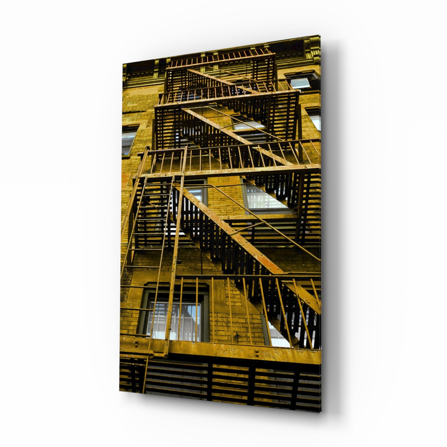 Yellow Stairs Glass Wall Art