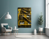 Yellow Stairs Glass Wall Art