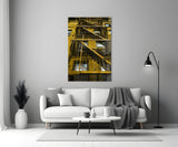 Yellow Stairs Glass Wall Art