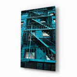 Blue Stairs Glass Wall Art