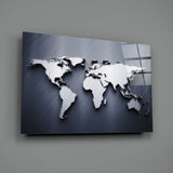 World Map Glass Wall Art