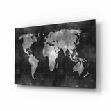 World Map Glass Wall Art