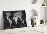 World Map Glass Wall Art