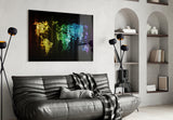 World Map Glass Wall Art