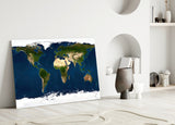 World Map Glass Wall Art