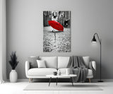 Red Umbrella Glass Wall Art