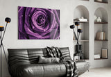 Purple Rose Glass Wall Art