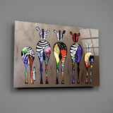 Colorful Zebras Glass Wall Art