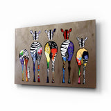 Colorful Zebras Glass Wall Art