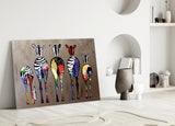 Colorful Zebras Glass Wall Art