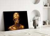 Gold Woman Glass Wall Art