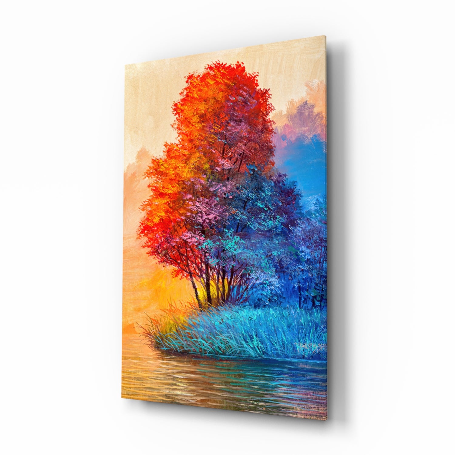 Red Tree Glass Wall Art