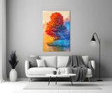 Red Tree Glass Wall Art