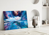 Blue Explosion Glass Wall Art