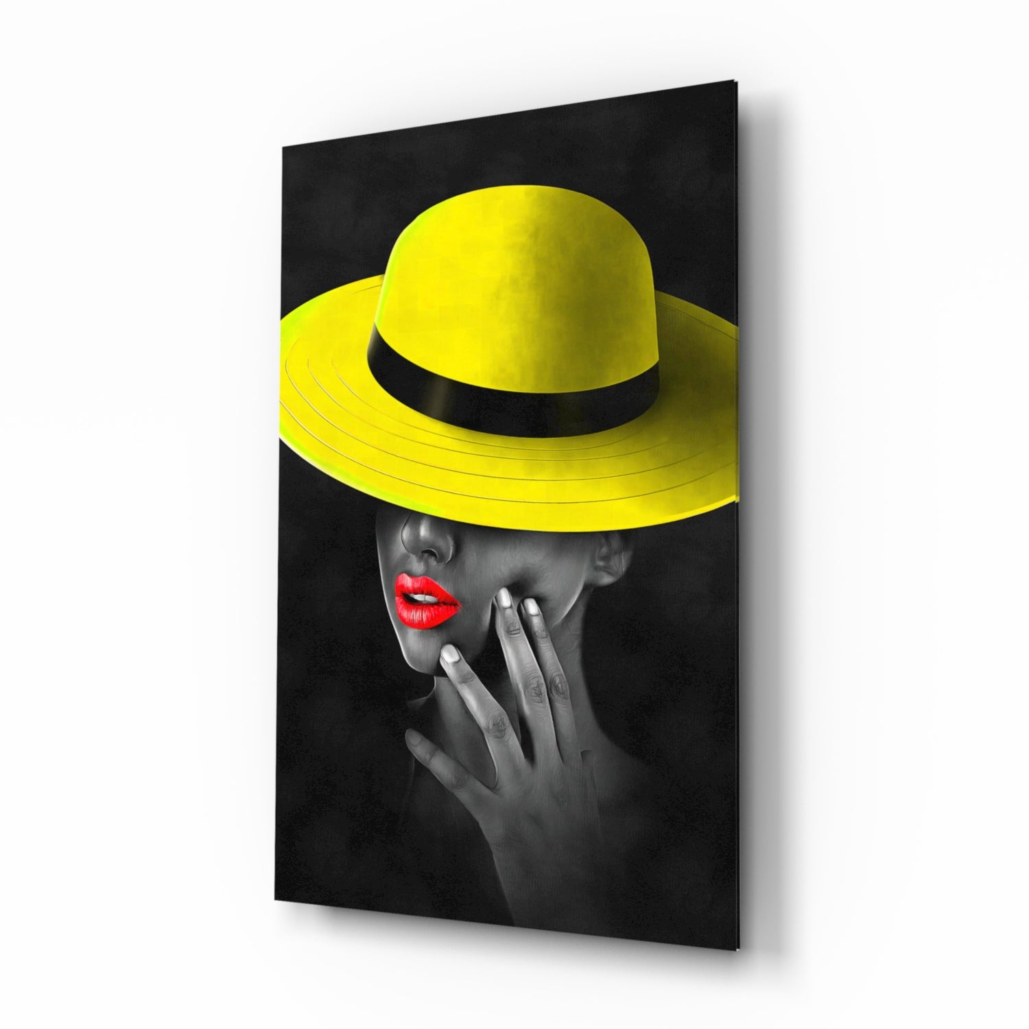 Yellow Hat Glass Wall Art